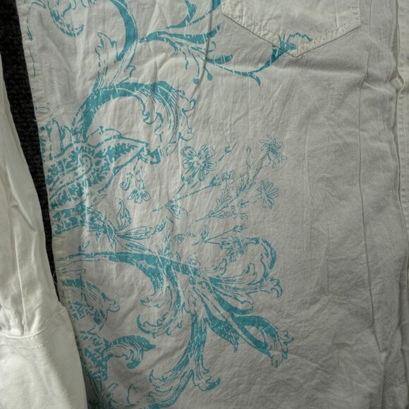 Ariat Long Sleeve Pearl Snap Up Outdoors 2XL White Blue Floral Print Western - Picture 12 of 15